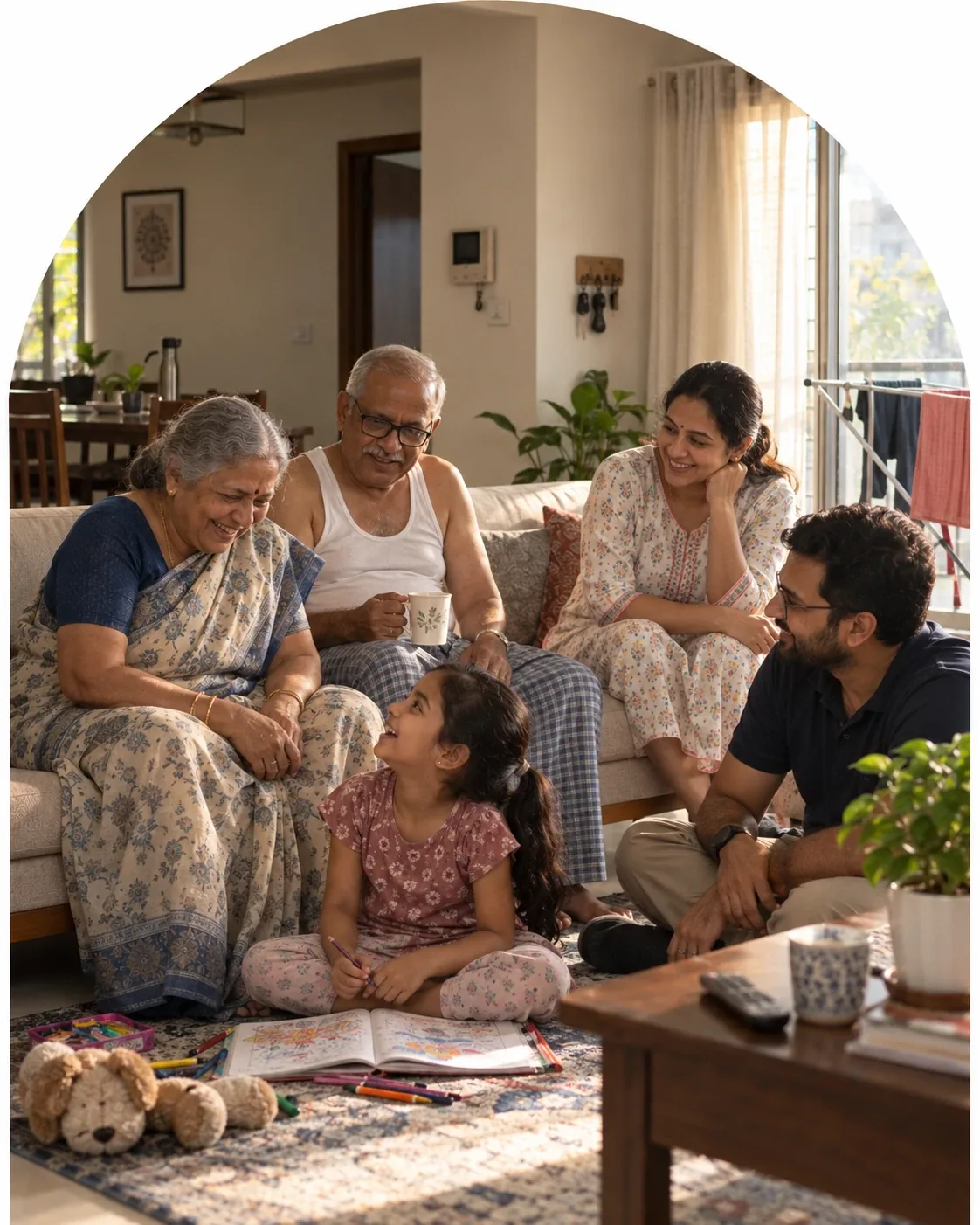 Indian family reviewing their will together at home