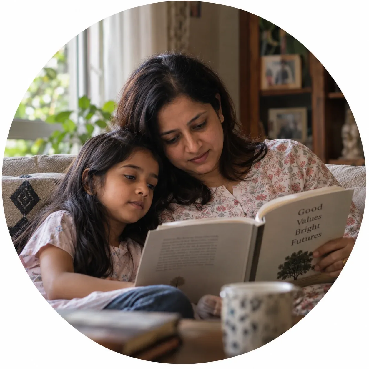 Parent and child reading together