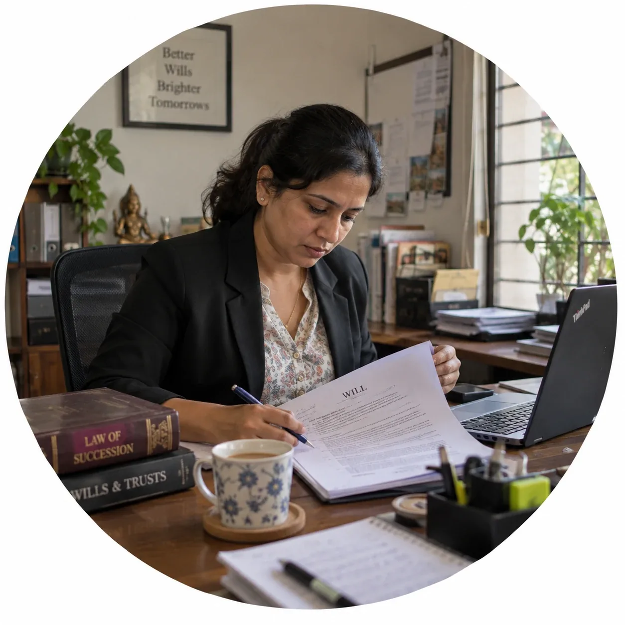 A will document being drafted and reviewed